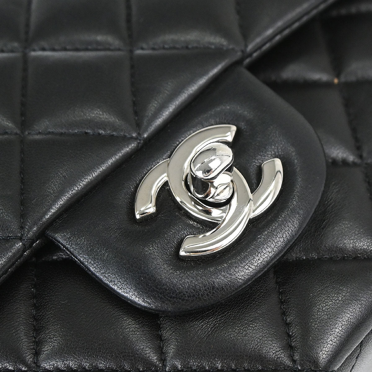 Chanel Black Lambskin Medium Classic Double Flap Shoulder Bag