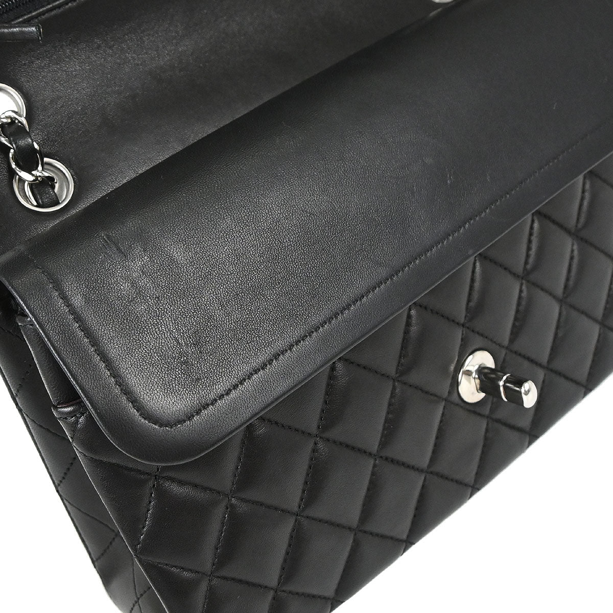 Chanel Black Lambskin Medium Classic Double Flap Shoulder Bag