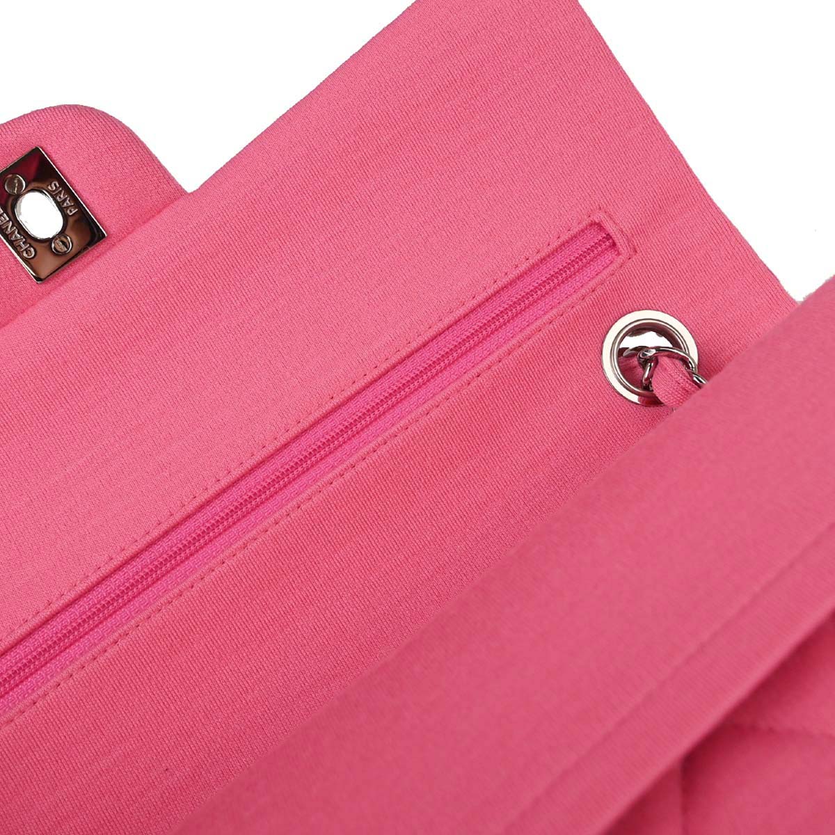 Chanel Pink Cotton Medium Classic Double Flap Shoulder Bag