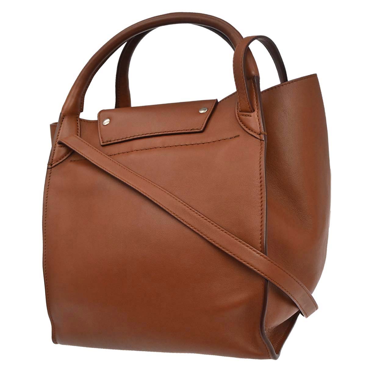 Celine Brown Leather Small Big Bag 2way Shoulder Handbag