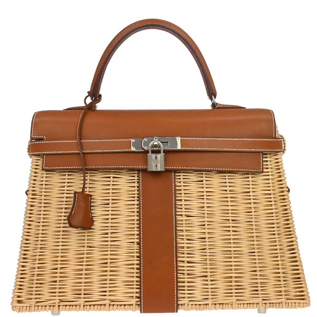 Hermes Fauve Barenia Kelly Picnic Handbag