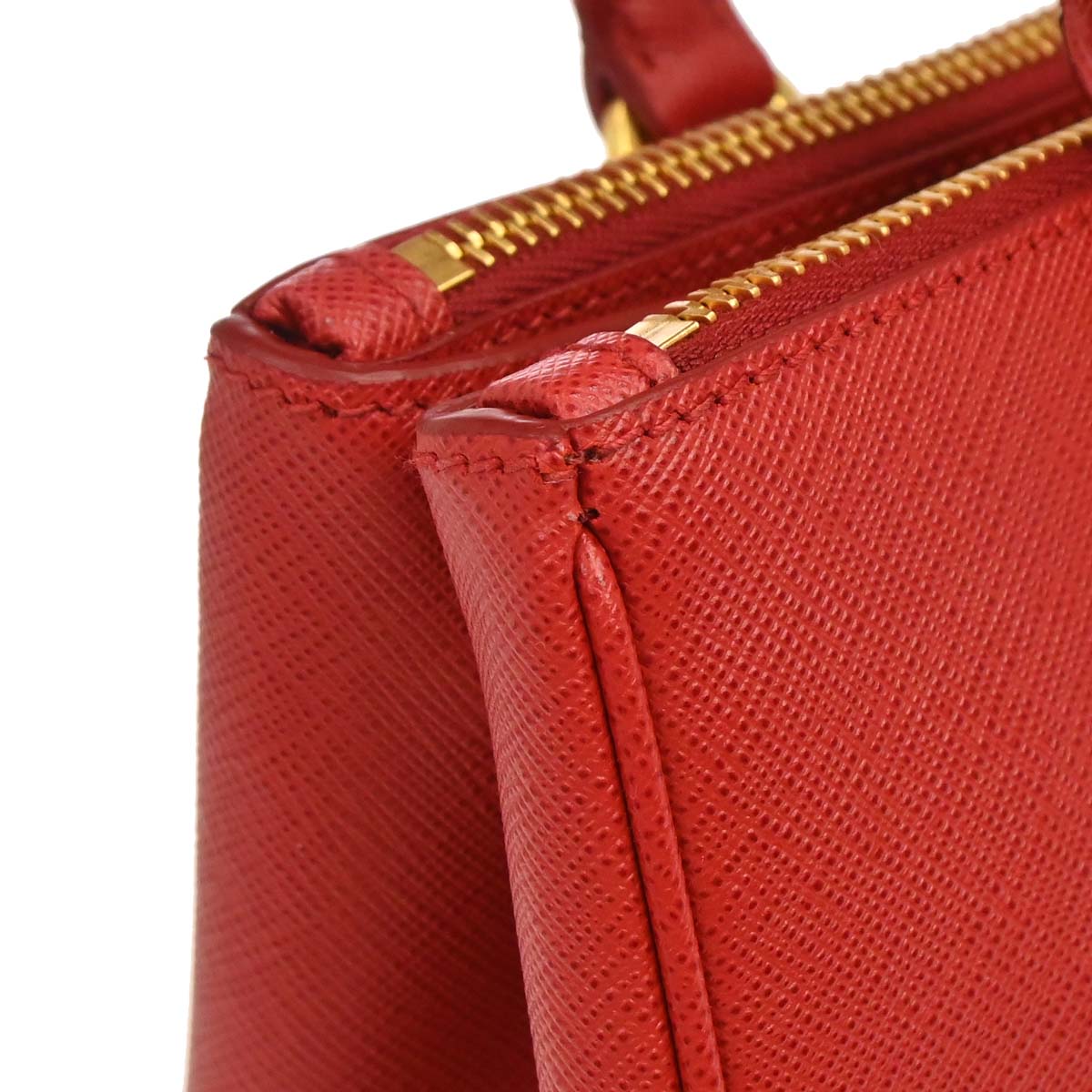 Prada Red Leather Galleria 2way Shoulder Tote Handbag