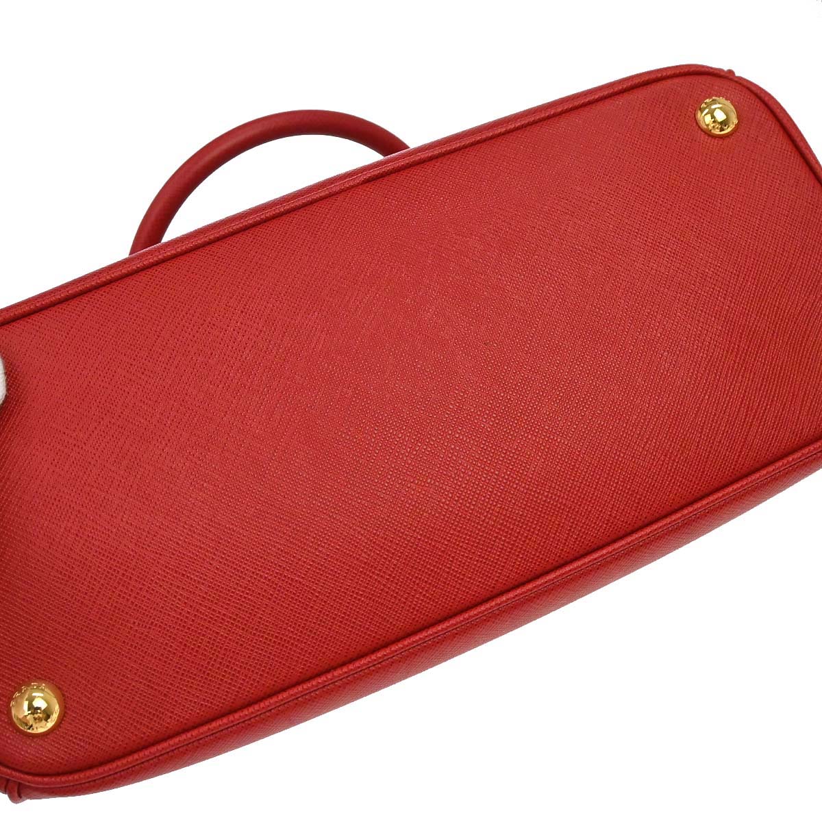 Prada Red Leather Galleria 2way Shoulder Tote Handbag