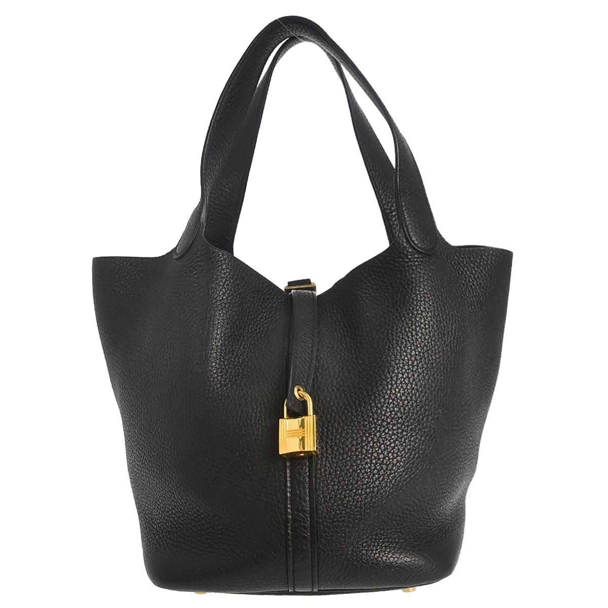 Hermes Black Taurillon Clemence Picotin Lock 22 MM Handbag