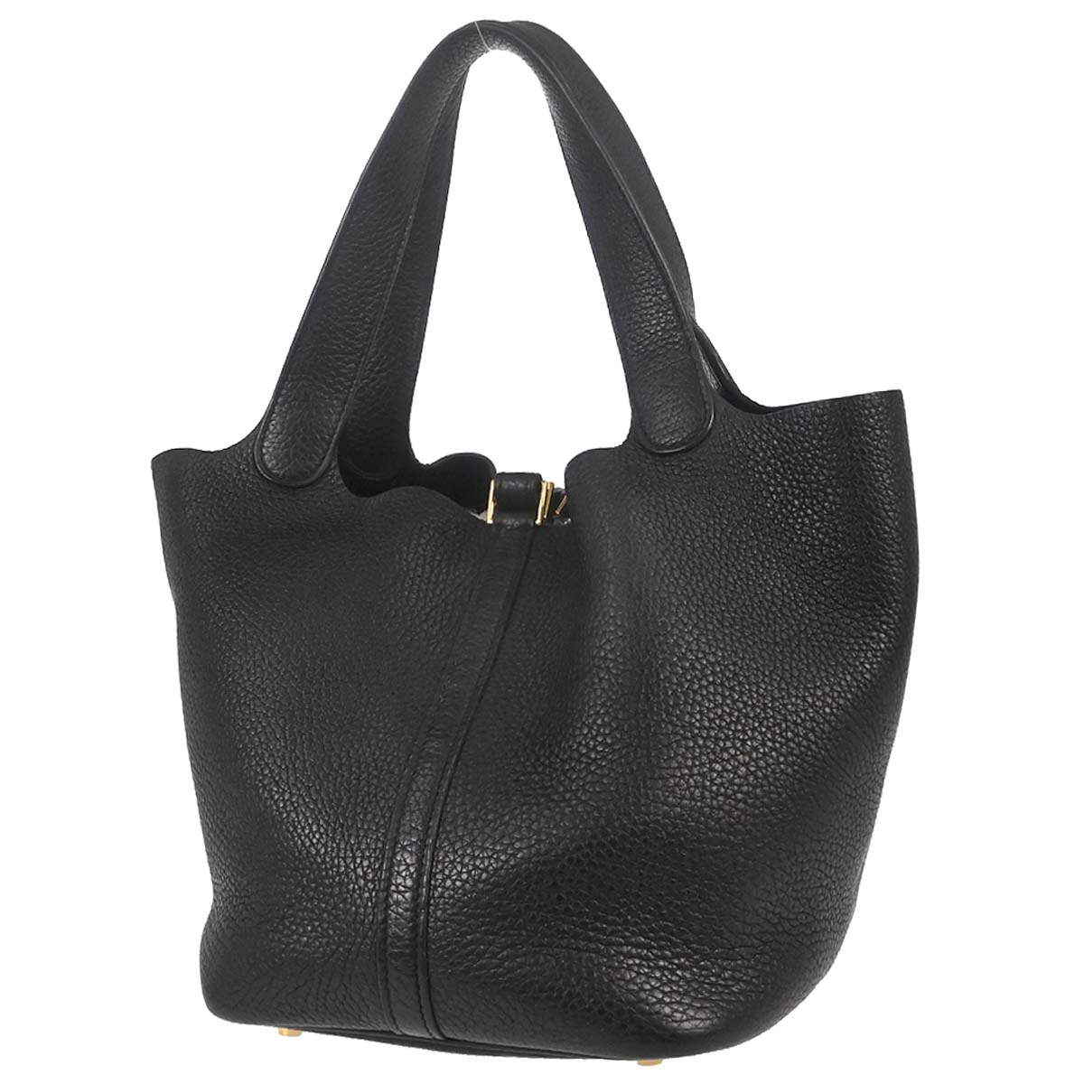 Hermes Black Taurillon Clemence Picotin Lock 22 MM Handbag
