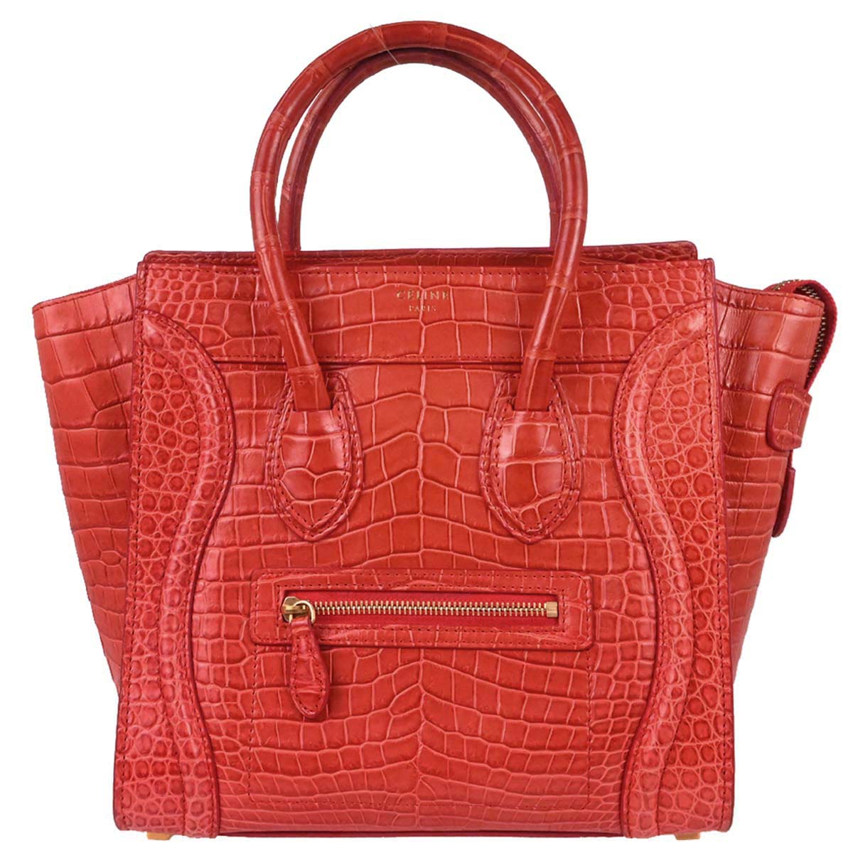Celine * Red Crocodile Luggage Micro Tote Handbag