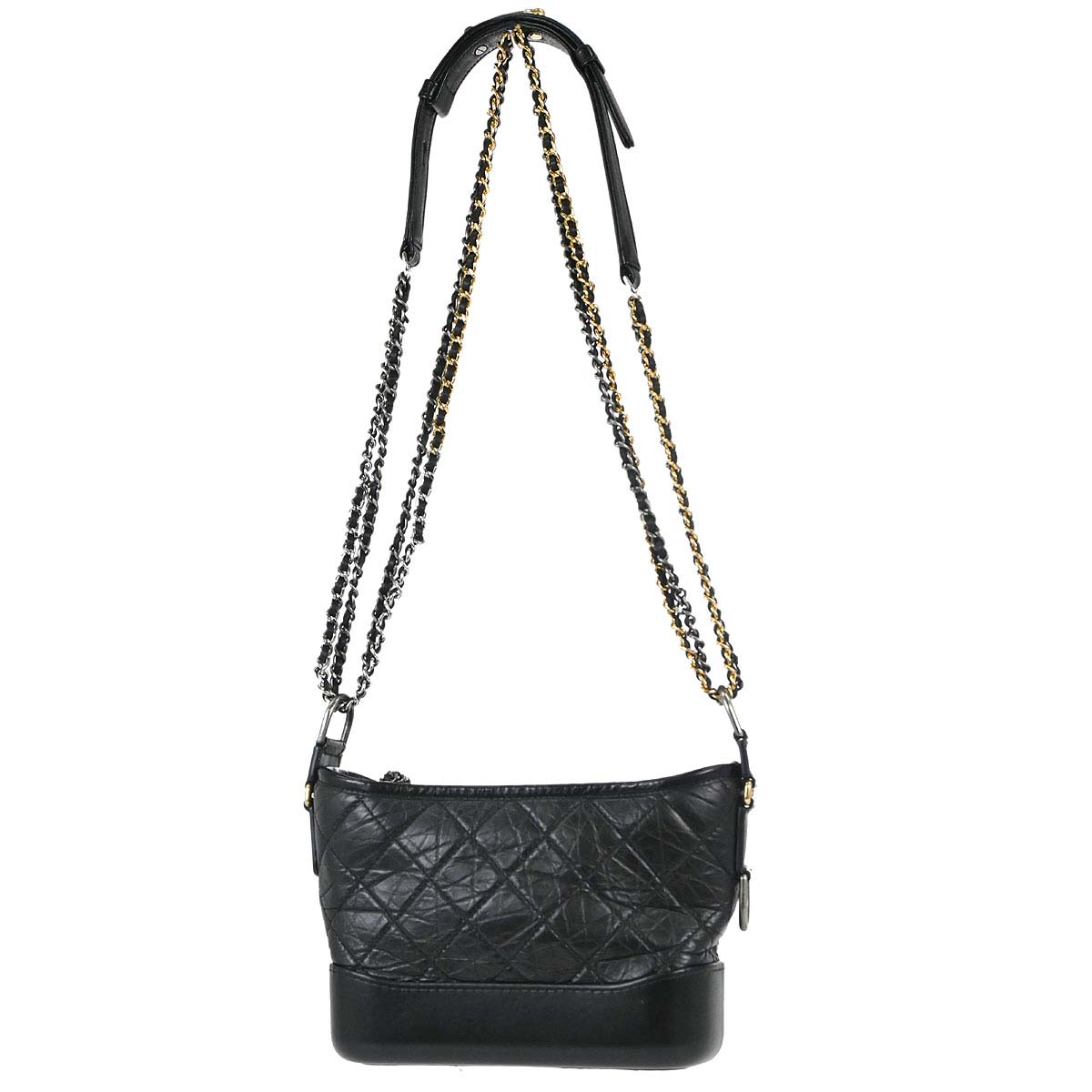 Chanel 2019 Black Lambskin Calfskin Small Gabrielle Shoulder Bag