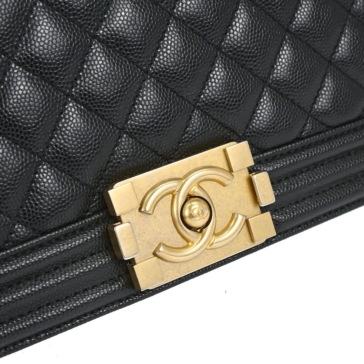 Boy Chanel 2018-2019 Black Caviar Skin Medium Chain Shoulder Bag