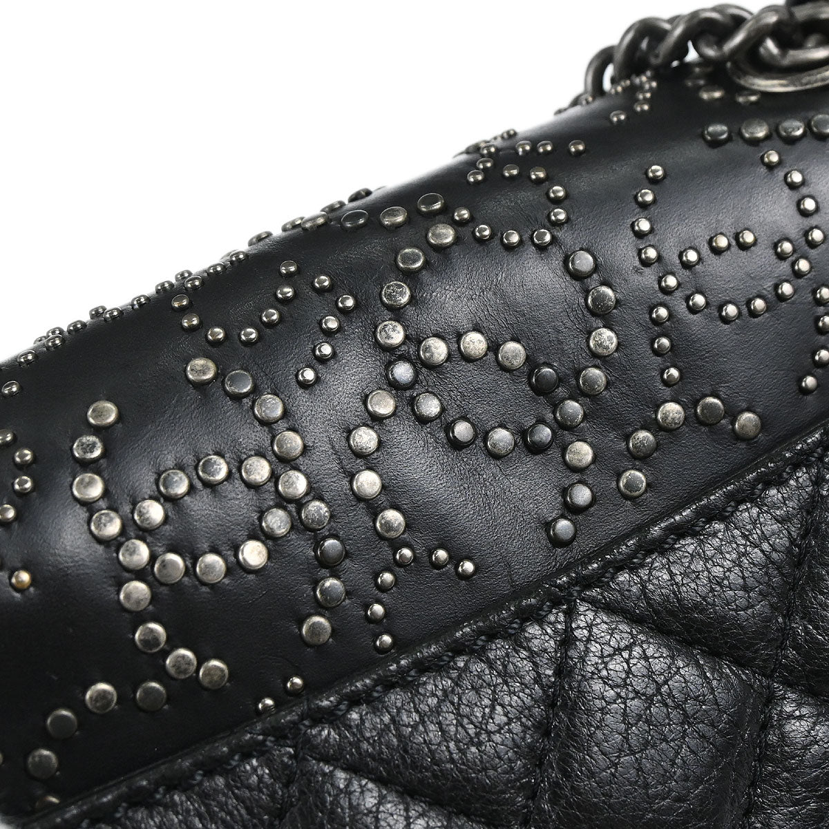 Chanel 2014 Black Lambskin Paris-Dallas Studded Flap Shoulder Bag
