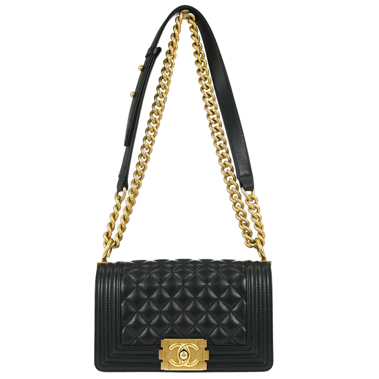 Boy Chanel 2019 Black Caviar Skin Small Chain Shoulder Bag