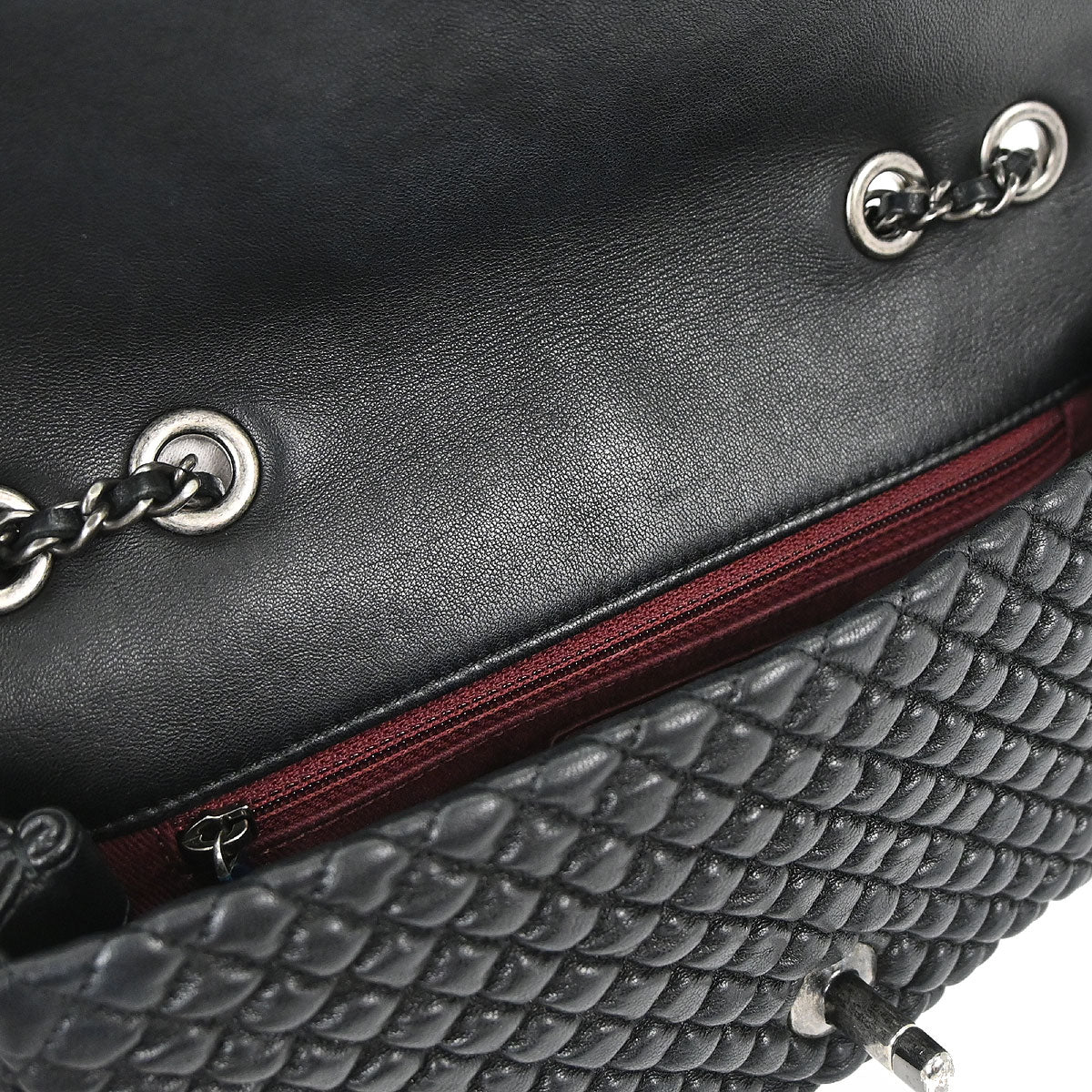 Chanel 2015-2016 Black Lambskin Bubble Quilted Shoulder Bag