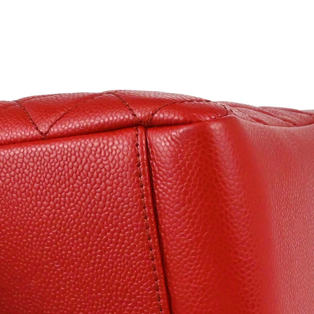 Chanel Red Caviar Skin Grand Shopping Tote GST Chain Handbag