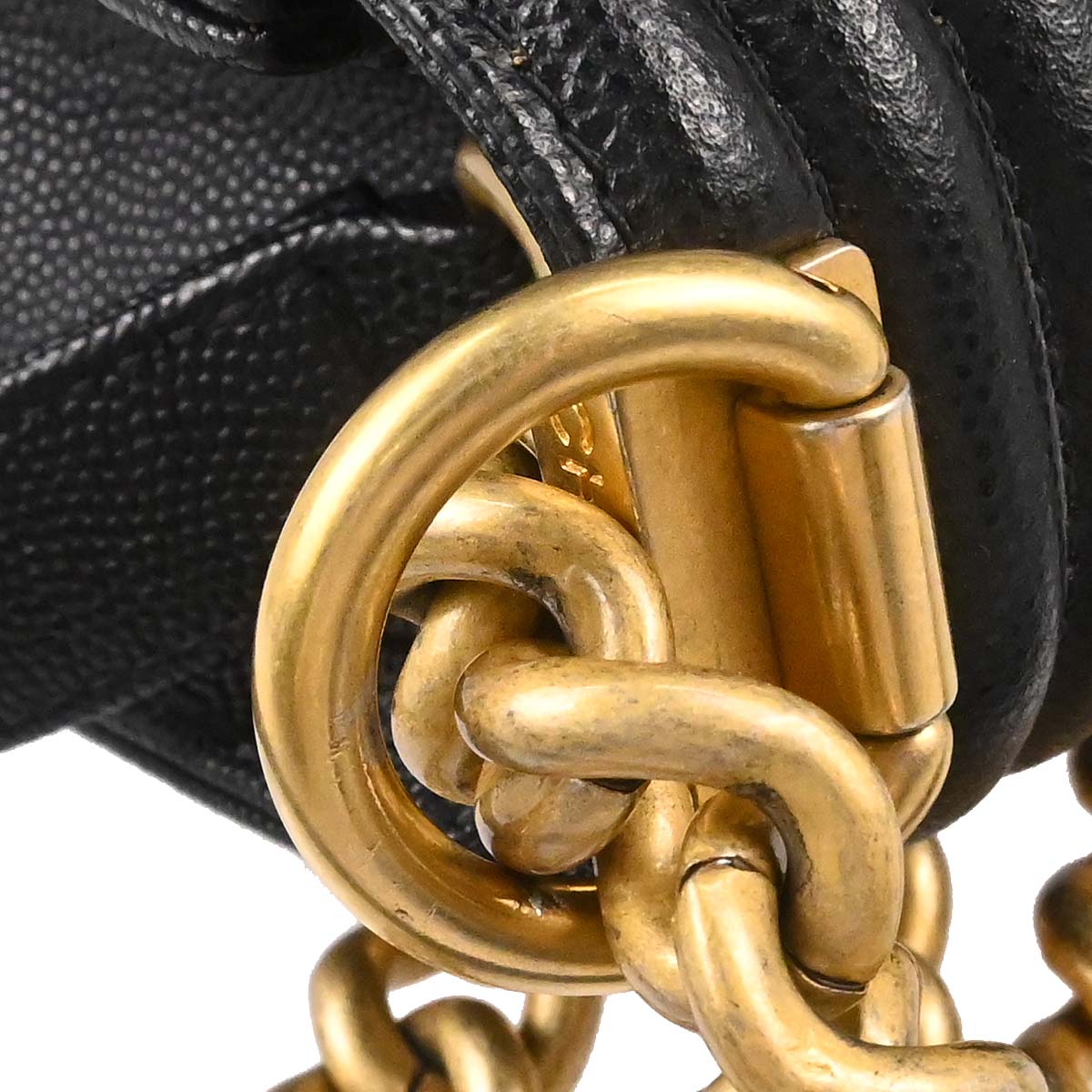 Boy Chanel Black Caviar Skin Medium Chain Shoulder Bag