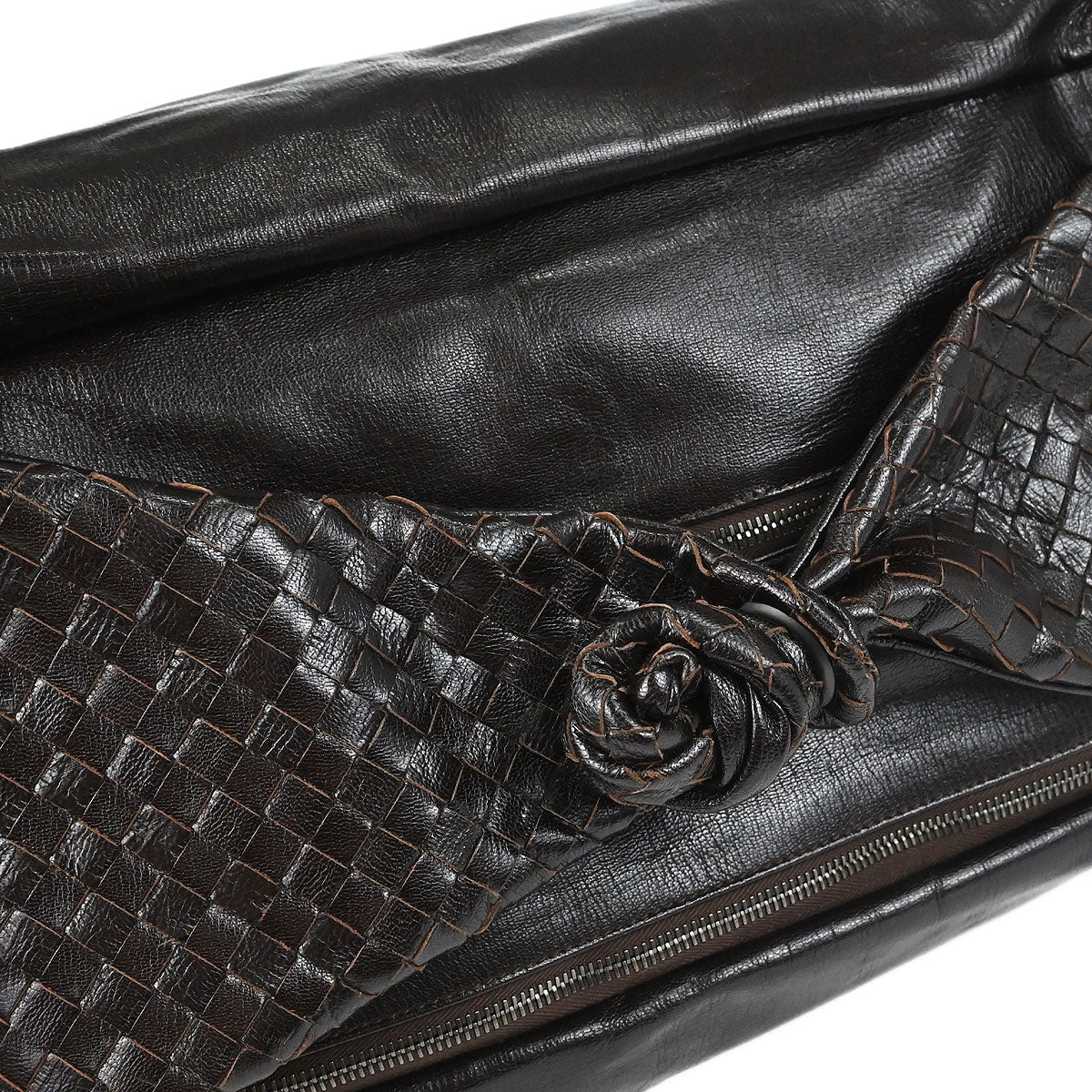 Bottega Veneta Brown Leather Intrecciato Handbag