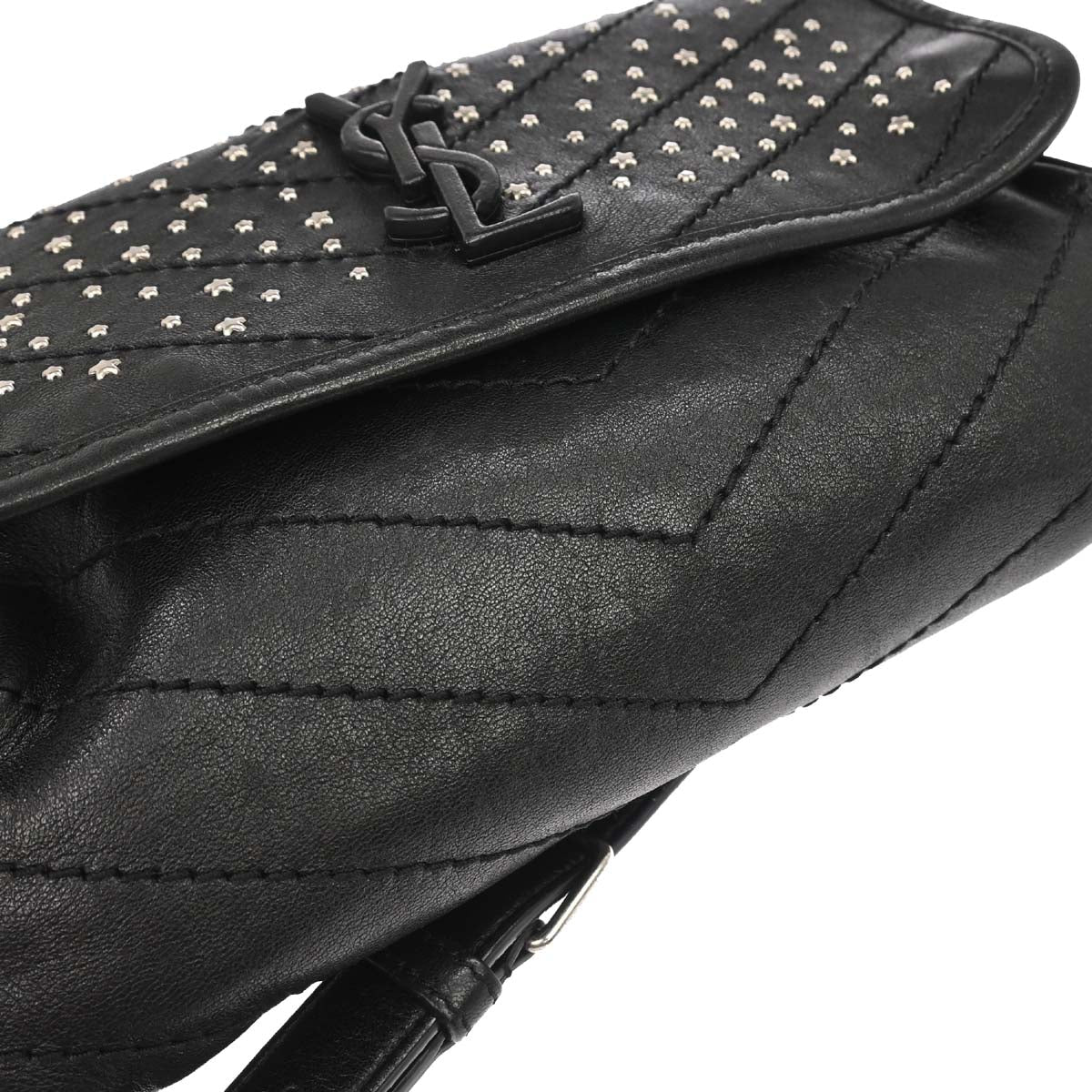 Saint Laurent Black Niki Star Studded Bum Bag