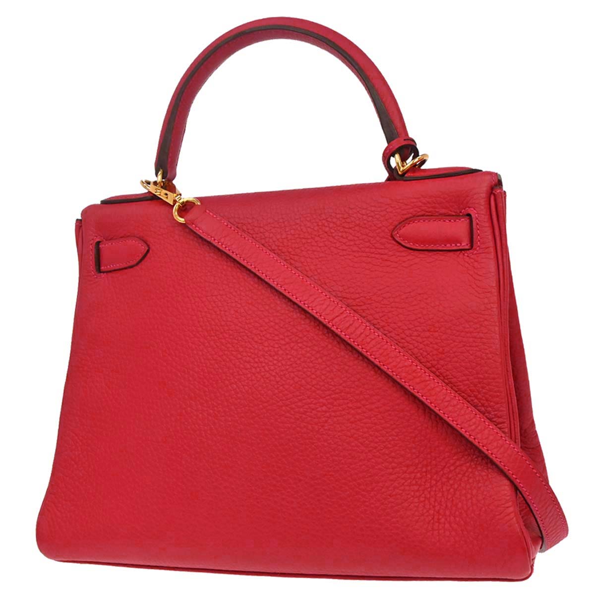Hermes Rouge Casaque Taurillon Kelly 28 Retourne 2way Shoulder Handbag