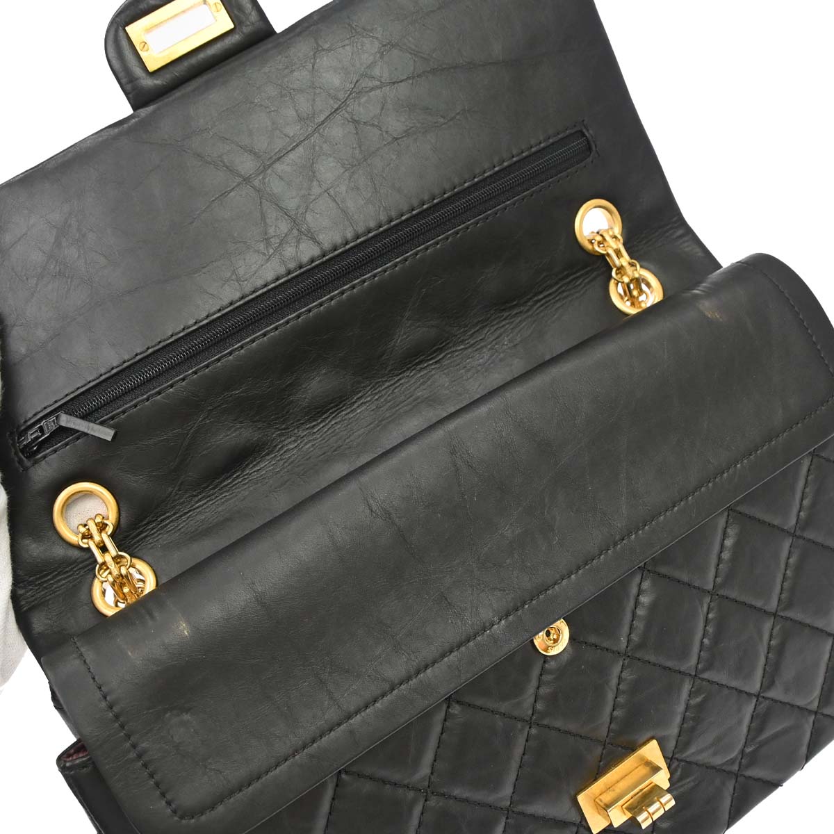 Chanel 2013-2014 Black Calfskin 2.55 Double Flap Shoulder Bag