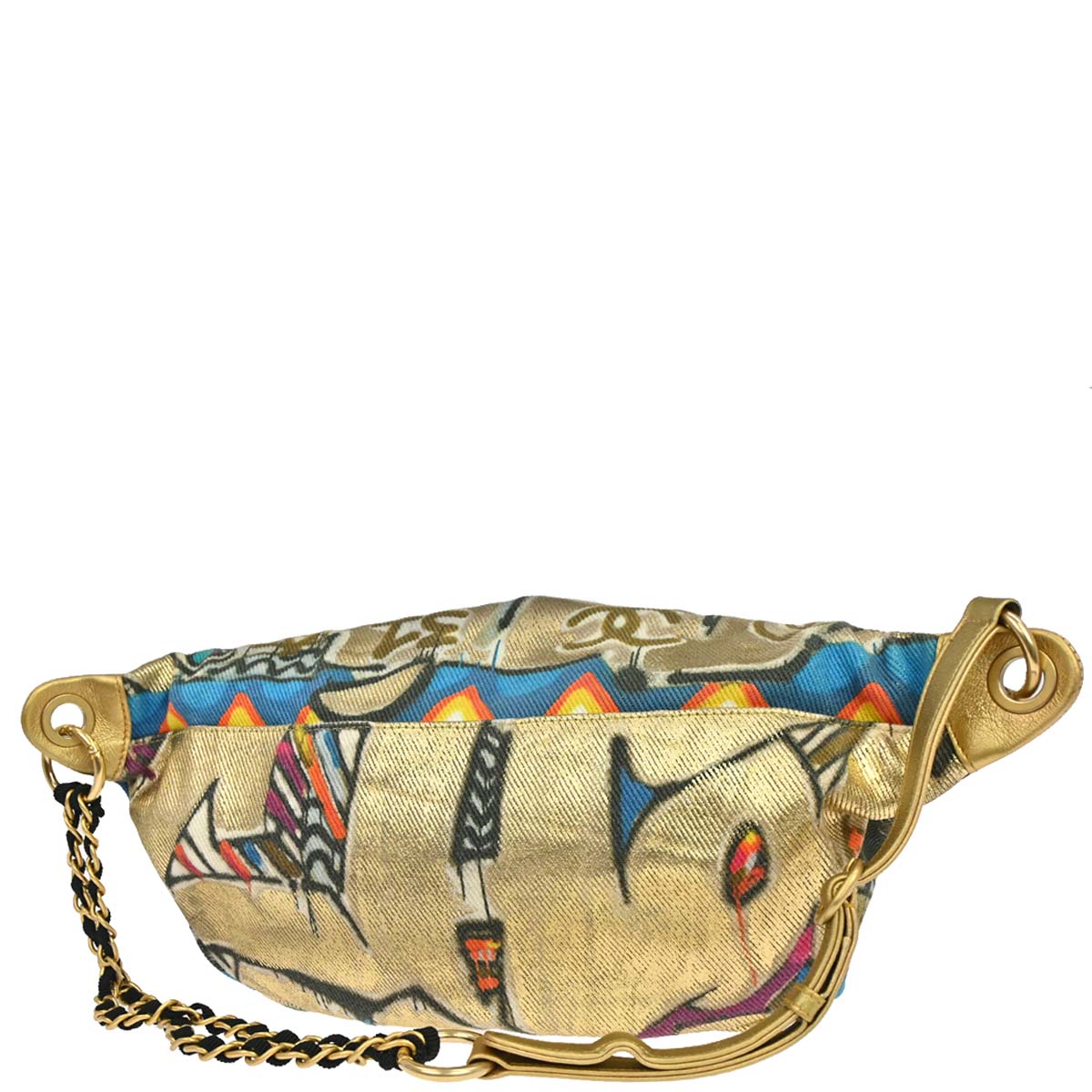 Chanel 2019 Gold Canvas Graffiti Street Spirit Waist Bag
