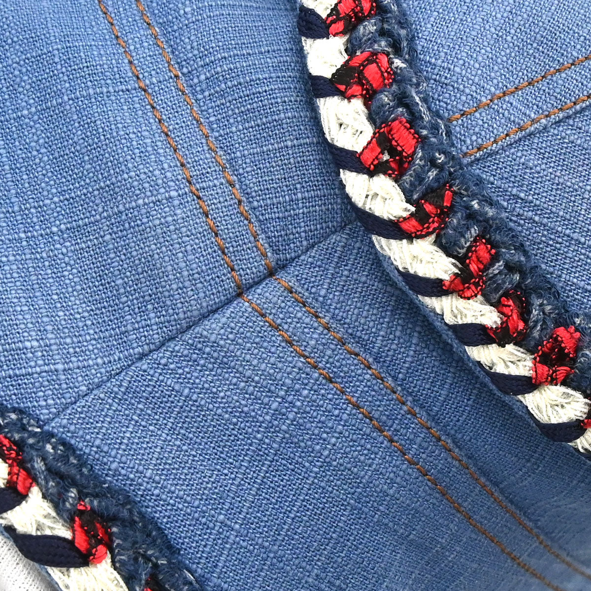 Chanel 2013 Single Breasted Collarless Jacket Blue #34