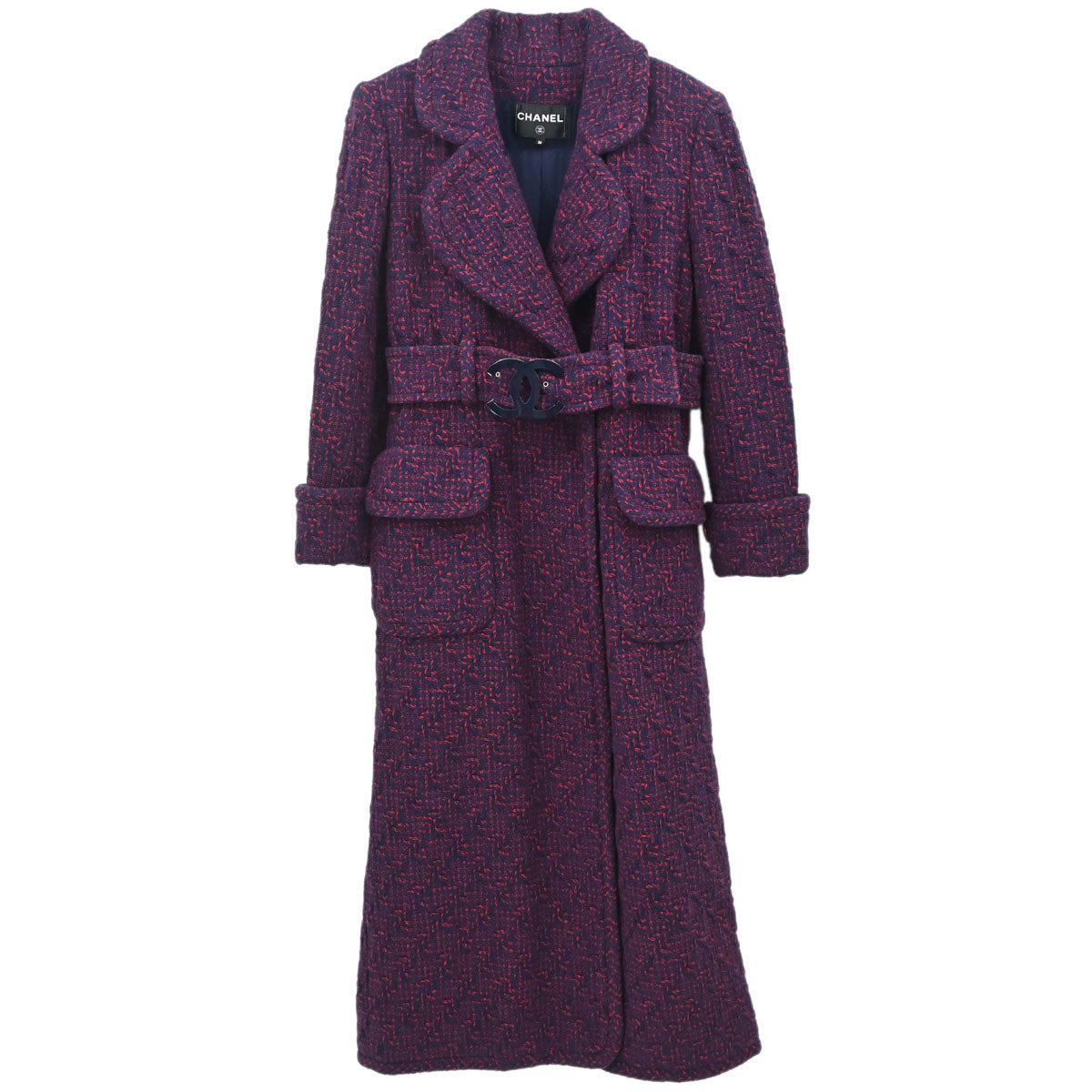 Chanel 2017-2018 Tweed Long Coat Navy Red #36