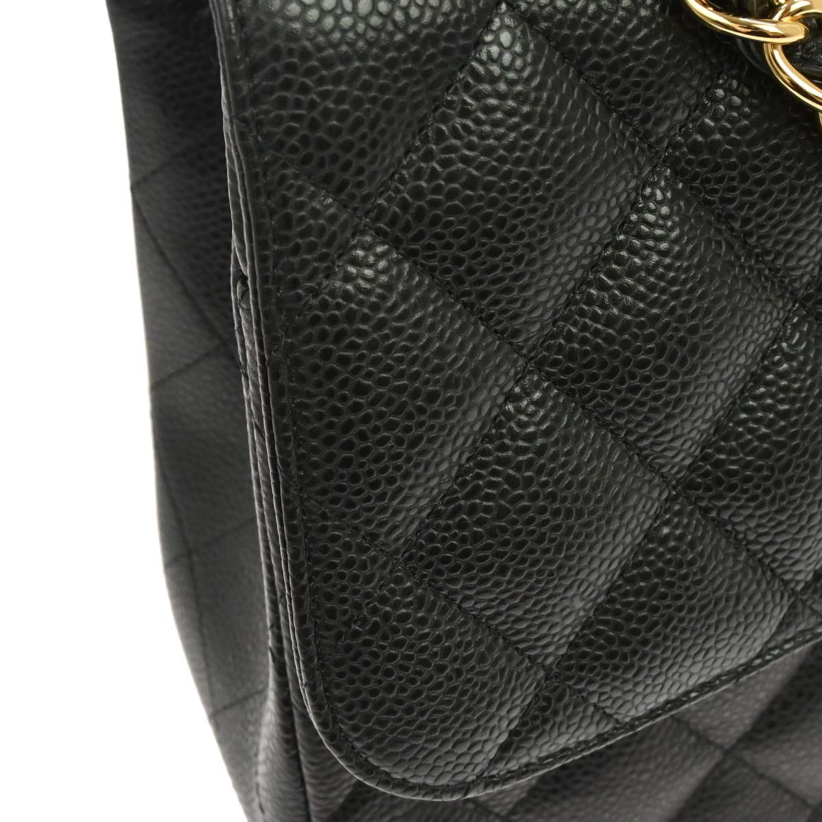 Chanel 2019 Black Caviar Skin Jumbo Classic Double Flap Shoulder Bag