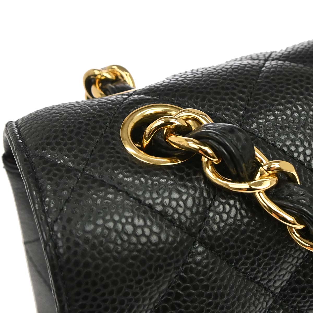 Chanel 2019 Black Caviar Skin Jumbo Classic Double Flap Shoulder Bag