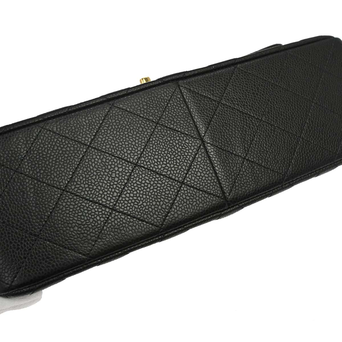 Chanel 2019 Black Caviar Skin Jumbo Classic Double Flap Shoulder Bag