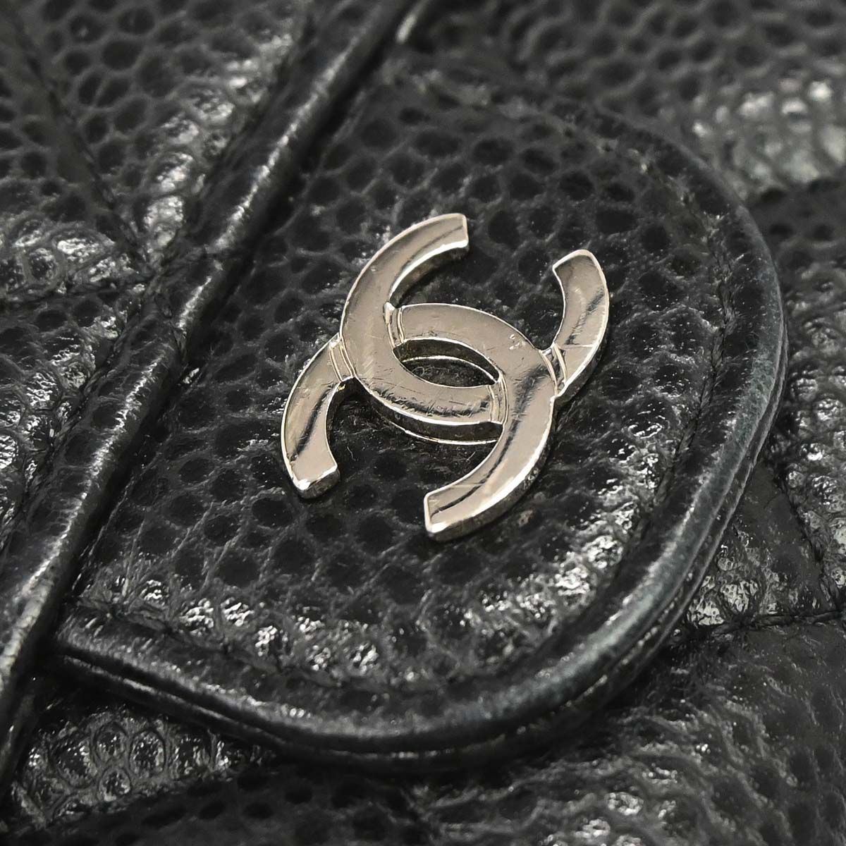 Chanel 2019 Black Caviar Skin Coin Purse Wallet