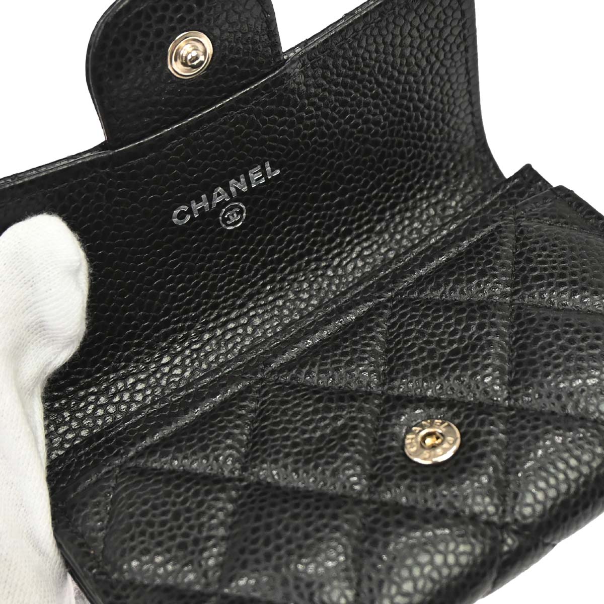 Chanel 2019 Black Caviar Skin Coin Purse Wallet