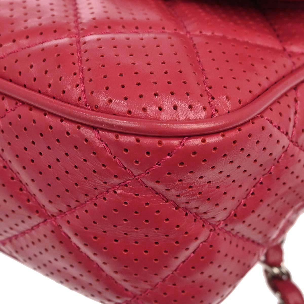 Chanel 2014 Red Perforated Lambskin Handbag