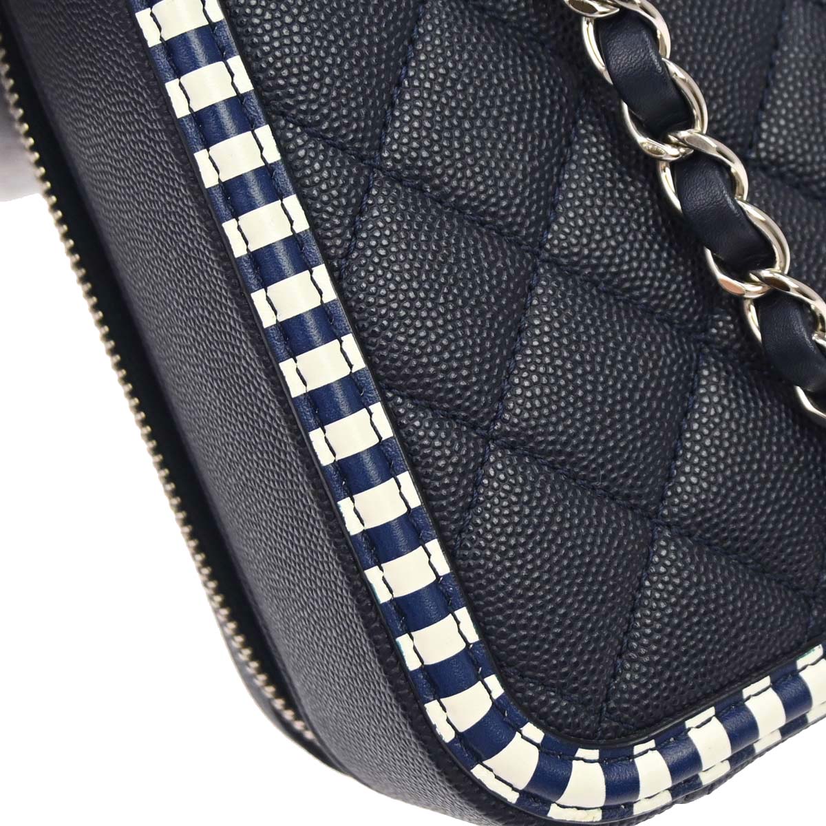 Chanel 2019 Navy Caviar Skin CC Filigree 2way Shoulder Vanity Handbag