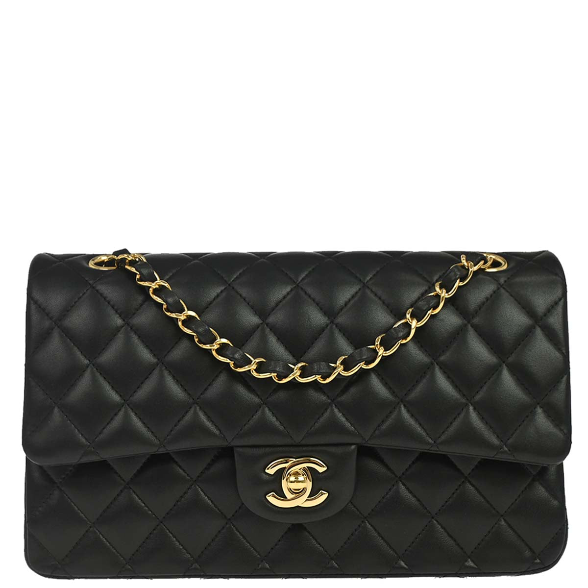 Chanel 2019 Black Lambskin Medium Classic Double Flap Shoulder Bag