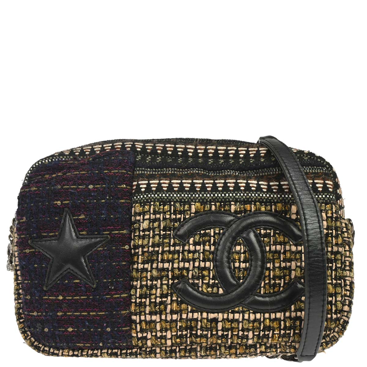 Chanel 2014-2015 Brown Tweed Paris-Dallas Camera Bag Large Shoulder Bag