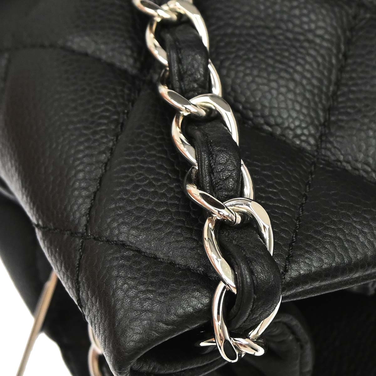 Chanel 2011 Black Caviar Skin Chain Expandable Tote Bag