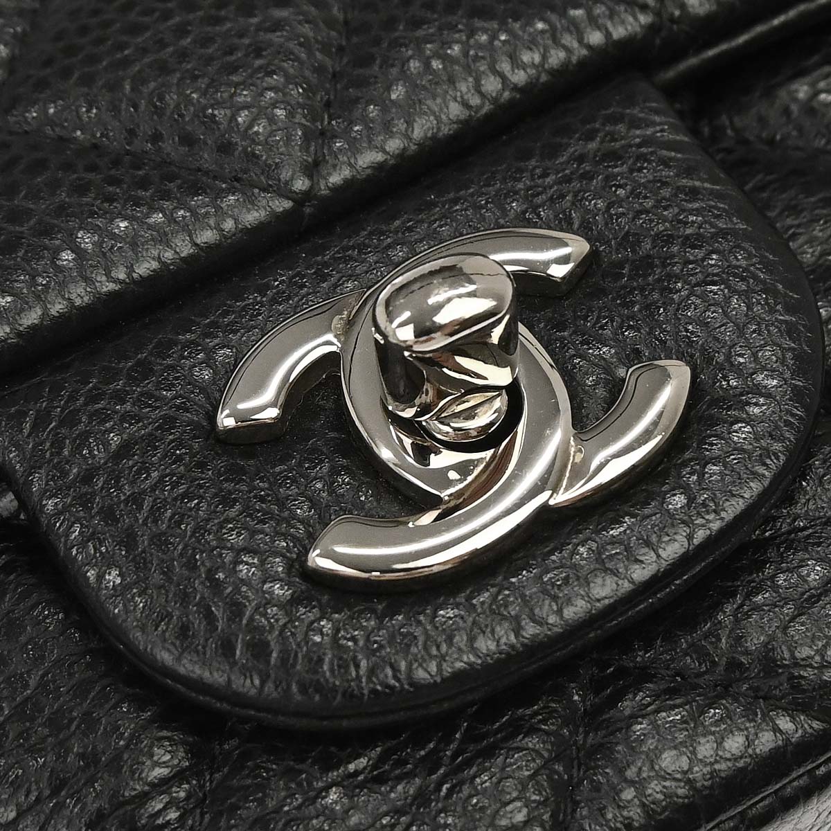 Chanel 2013-2014 Black Caviar Skin Mini Classic Square Flap Shoulder Bag 17
