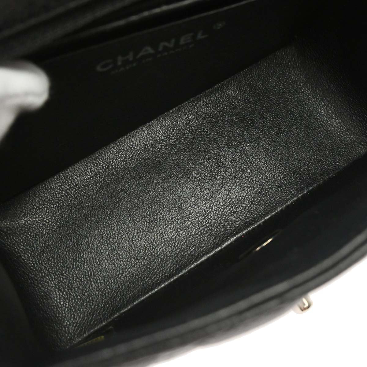 Chanel 2013-2014 Black Caviar Skin Mini Classic Square Flap Shoulder Bag 17
