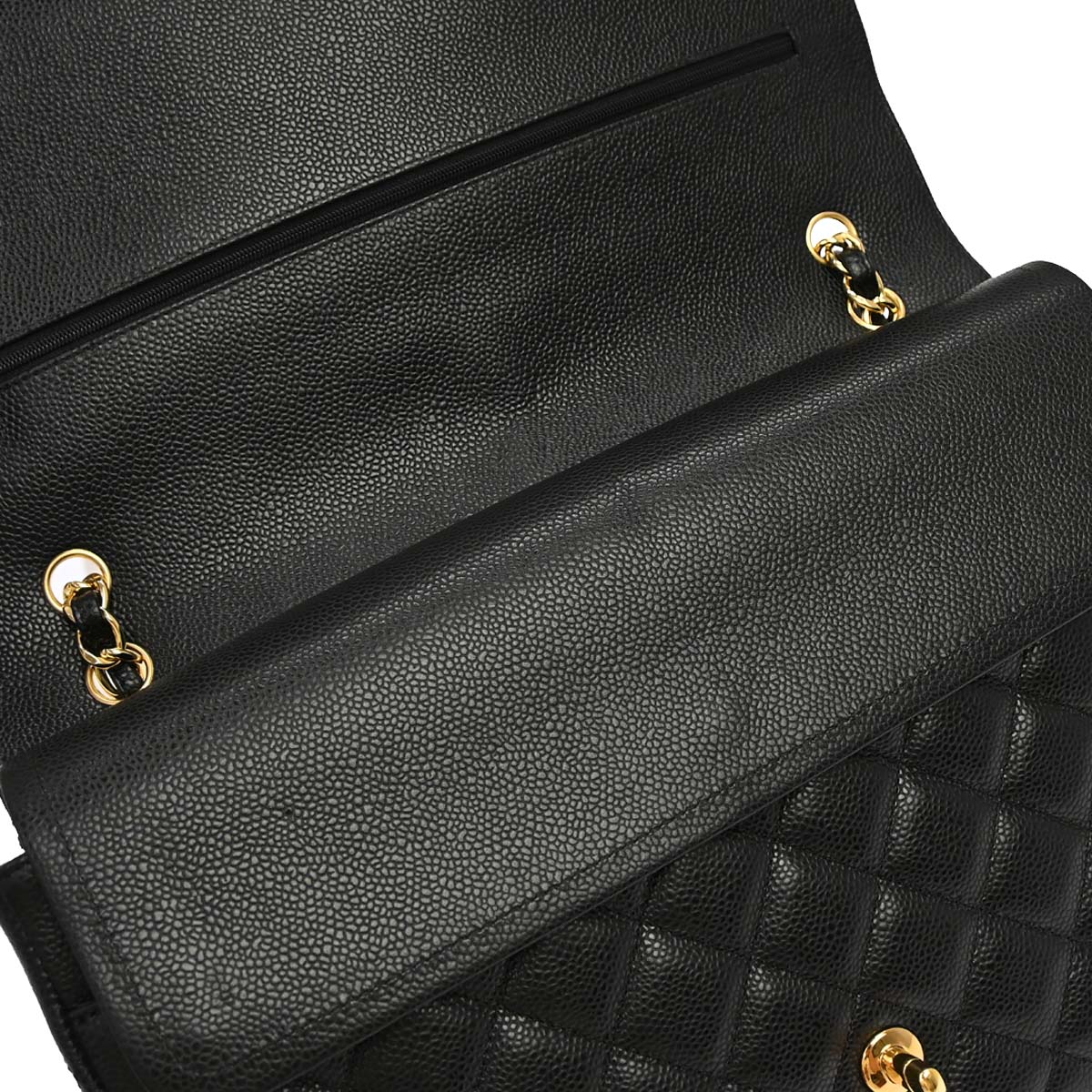 Chanel Black Caviar Skin Maxi Classic Double Flap Shoulder Bag