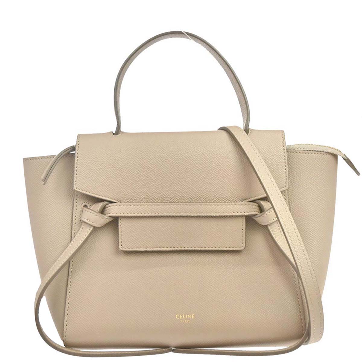 Celine Beige Leather Nano Belt Bag 2way Shoulder Handbag