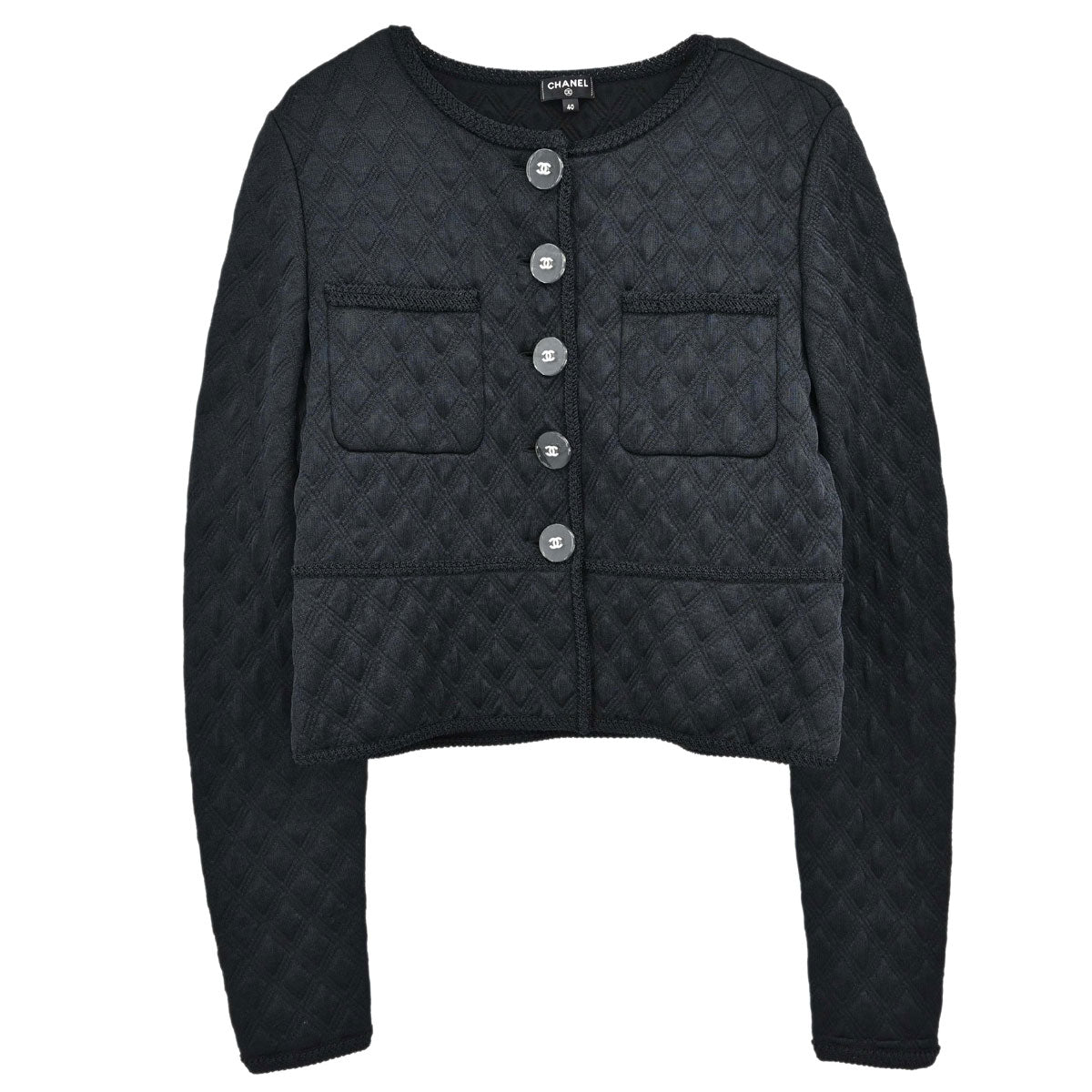 Chanel 2017 Single Breasted Collarless Jacket Black #40