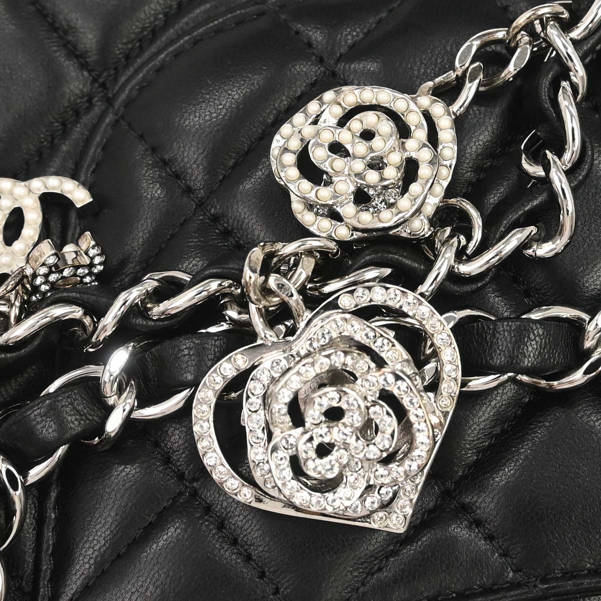Chanel 2014 Black Lambskin Valentine Single Flap Shoulder Bag