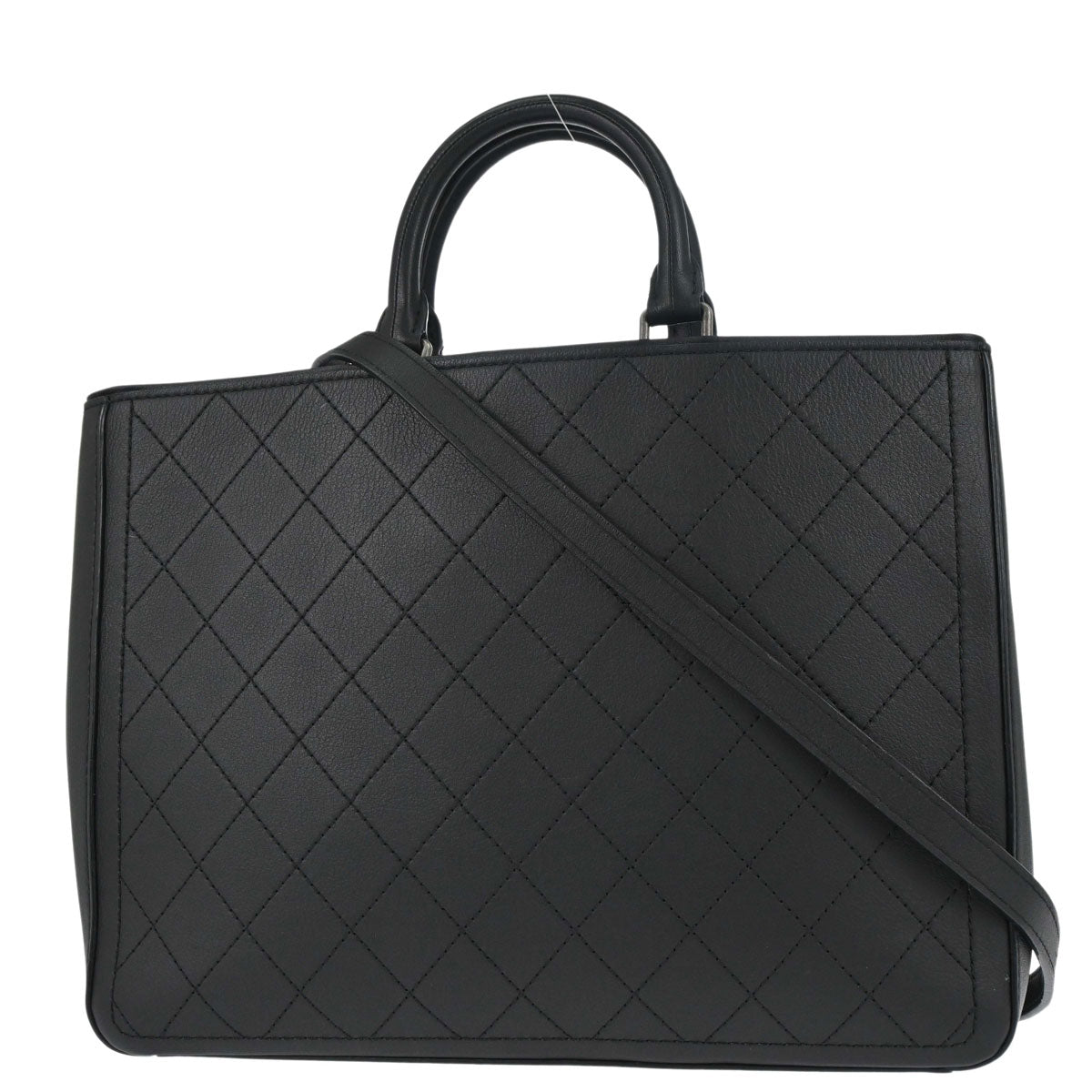 Chanel 2017-2018 Black Calfskin Wild Stitch So Light Tote 2way Shoulder Handbag