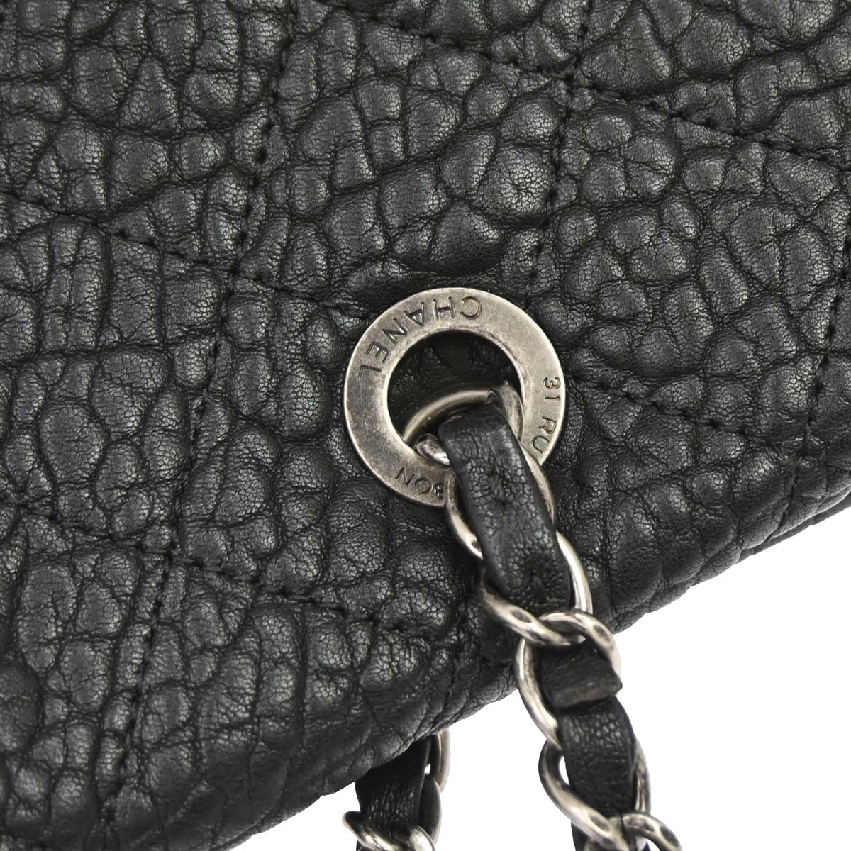 Chanel 2015-2016 Black Lambskin Chain Tote Handbag