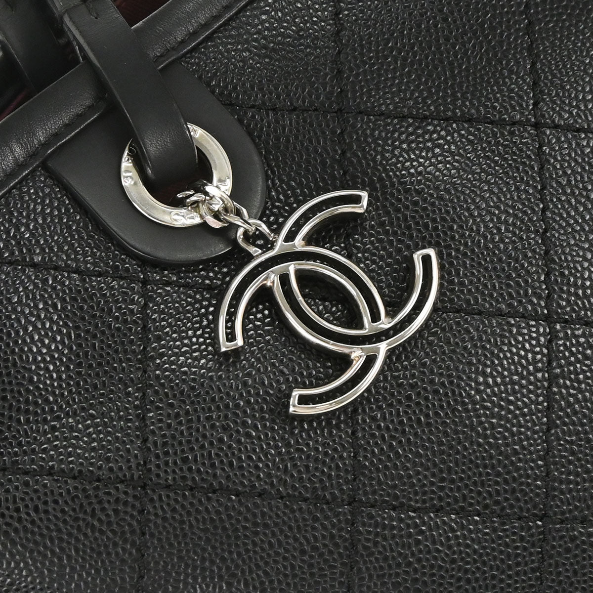 Chanel 2014 Black Caviar Skin On The Road Shopping Fever Tote Bag
