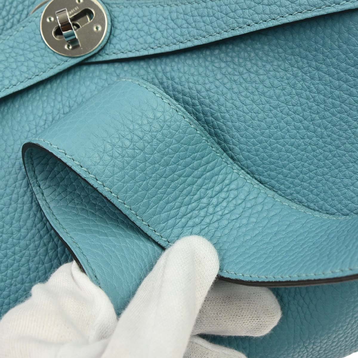 Hermes Bleu Atoll Taurillon Clemence Lindy 34 Shoulder Bag