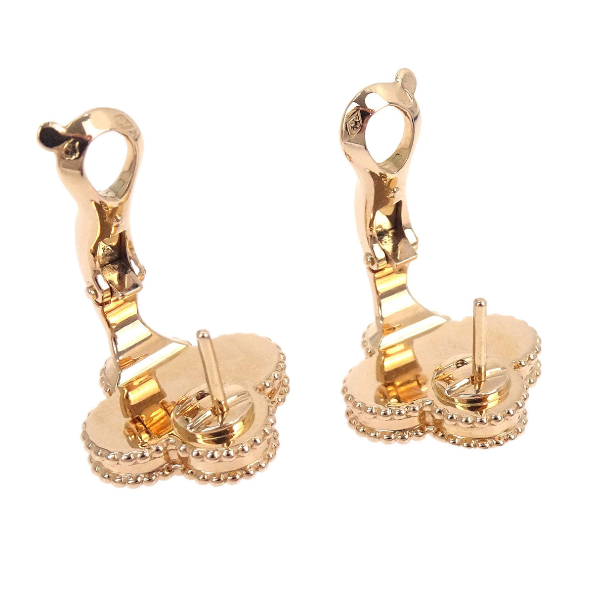Van Cleef & Arpels Vintage Alhambra Pierced Earrings Au750 Onyx Jewelry