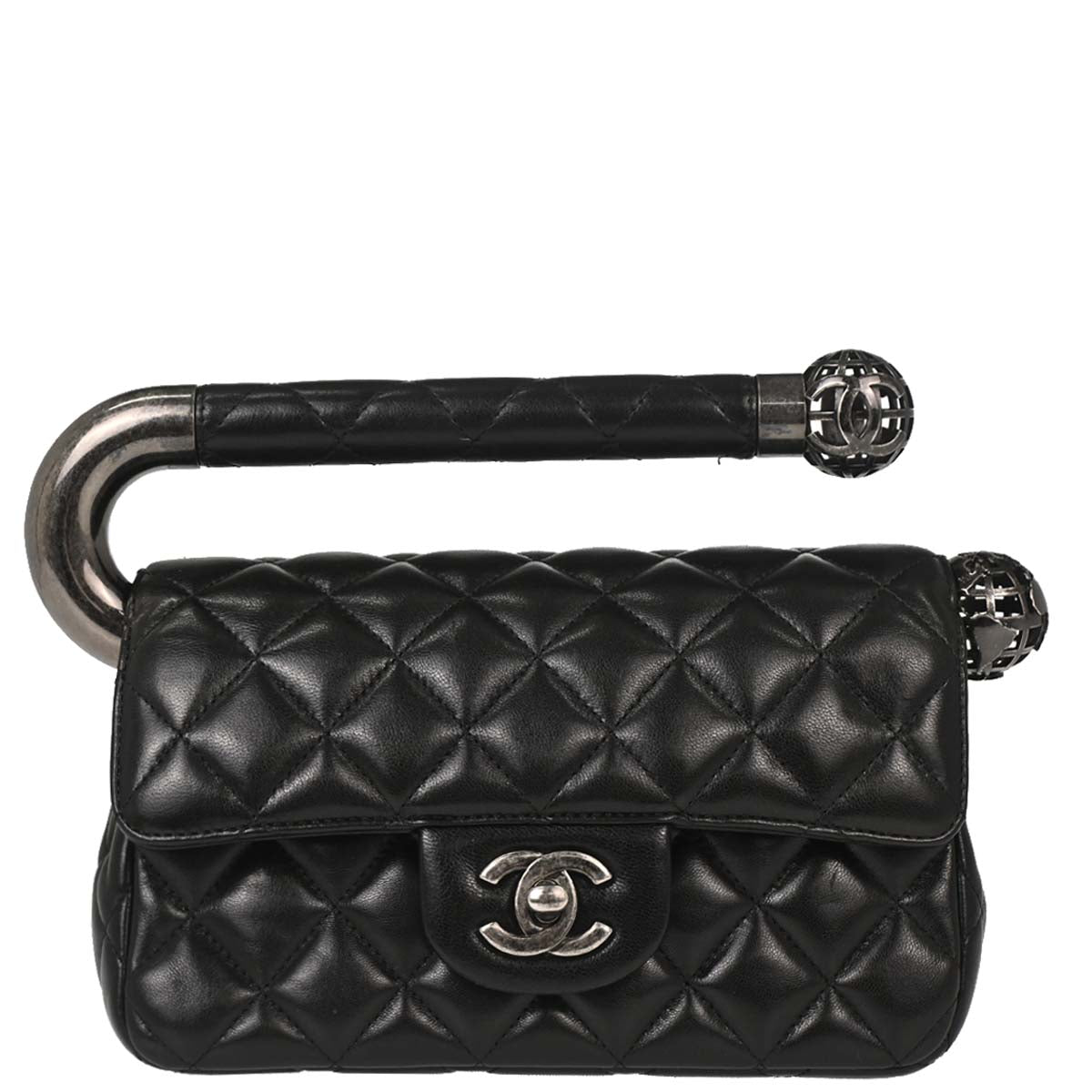 Chanel Black Lambskin Around the World Handbag