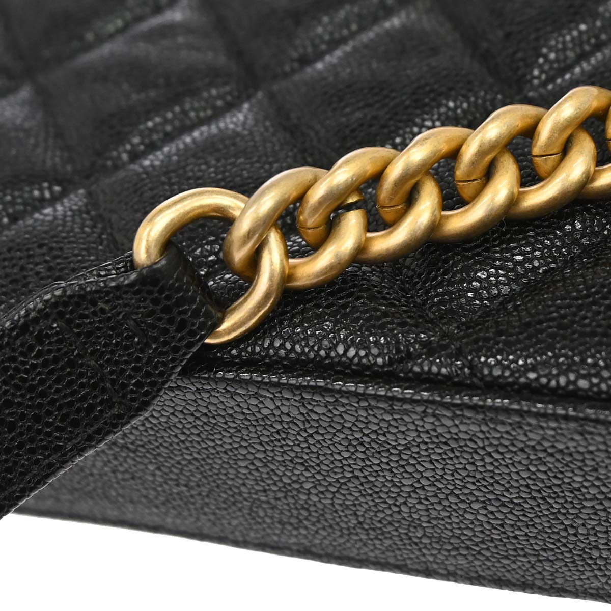 Boy Chanel 2019 Black Caviar Skin Double Zip Chain WOC Shoulder Bag