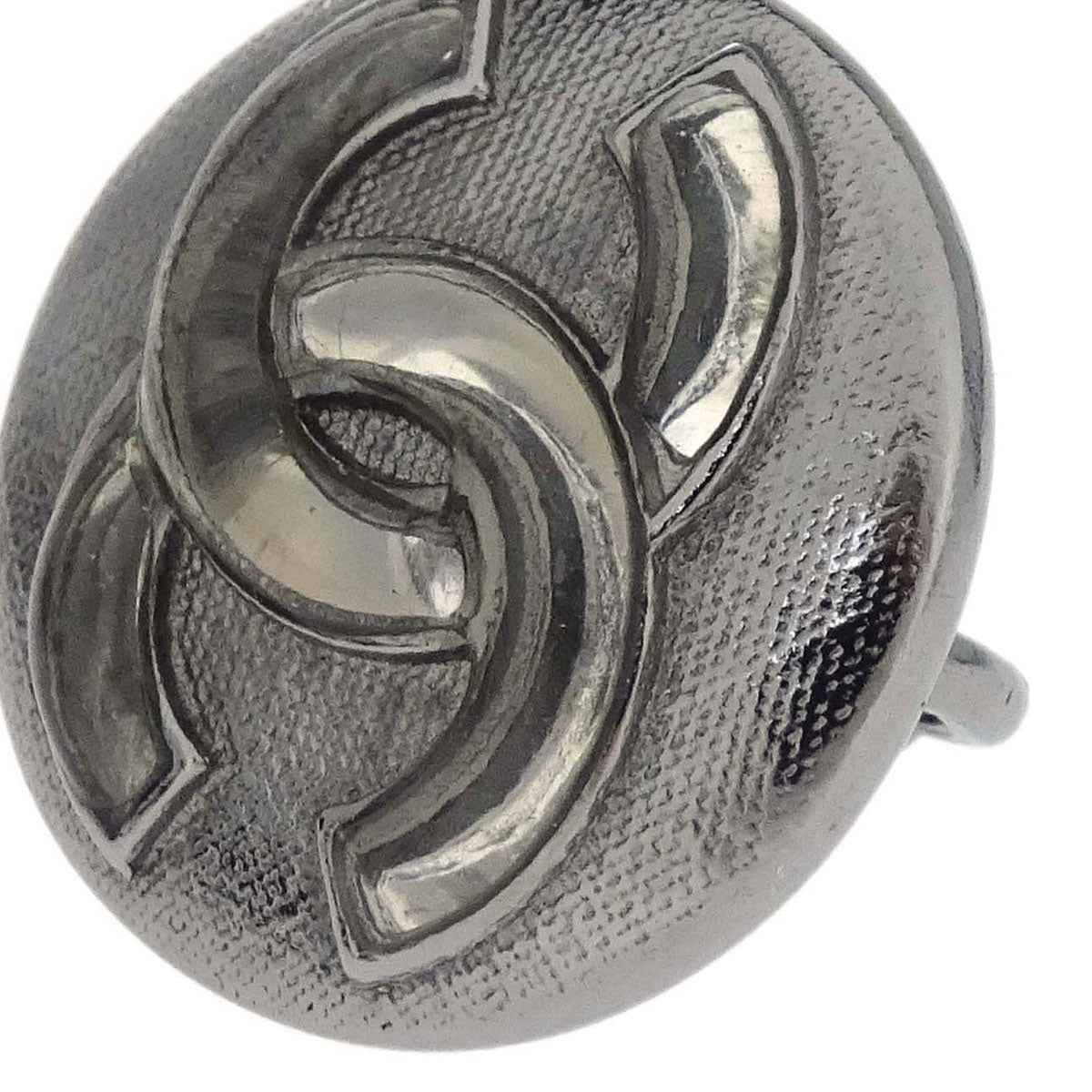 Chanel Button Clip-On Earrings Silver A18K