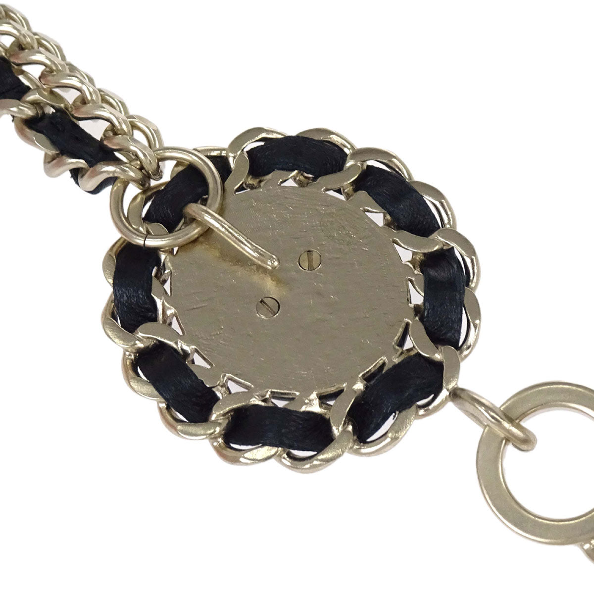 Chanel Chain Belt Medallion Gold Black Small Good