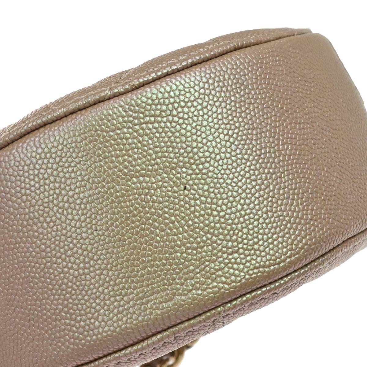 Chanel 2019 Beige Caviar Skin Iridescent Round Shoulder Bag